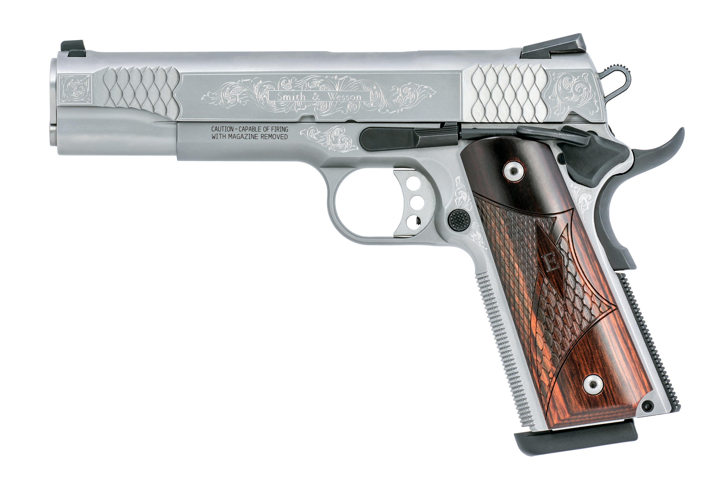 SW1911 45ACP 5" SS/WD ENGRAVED
